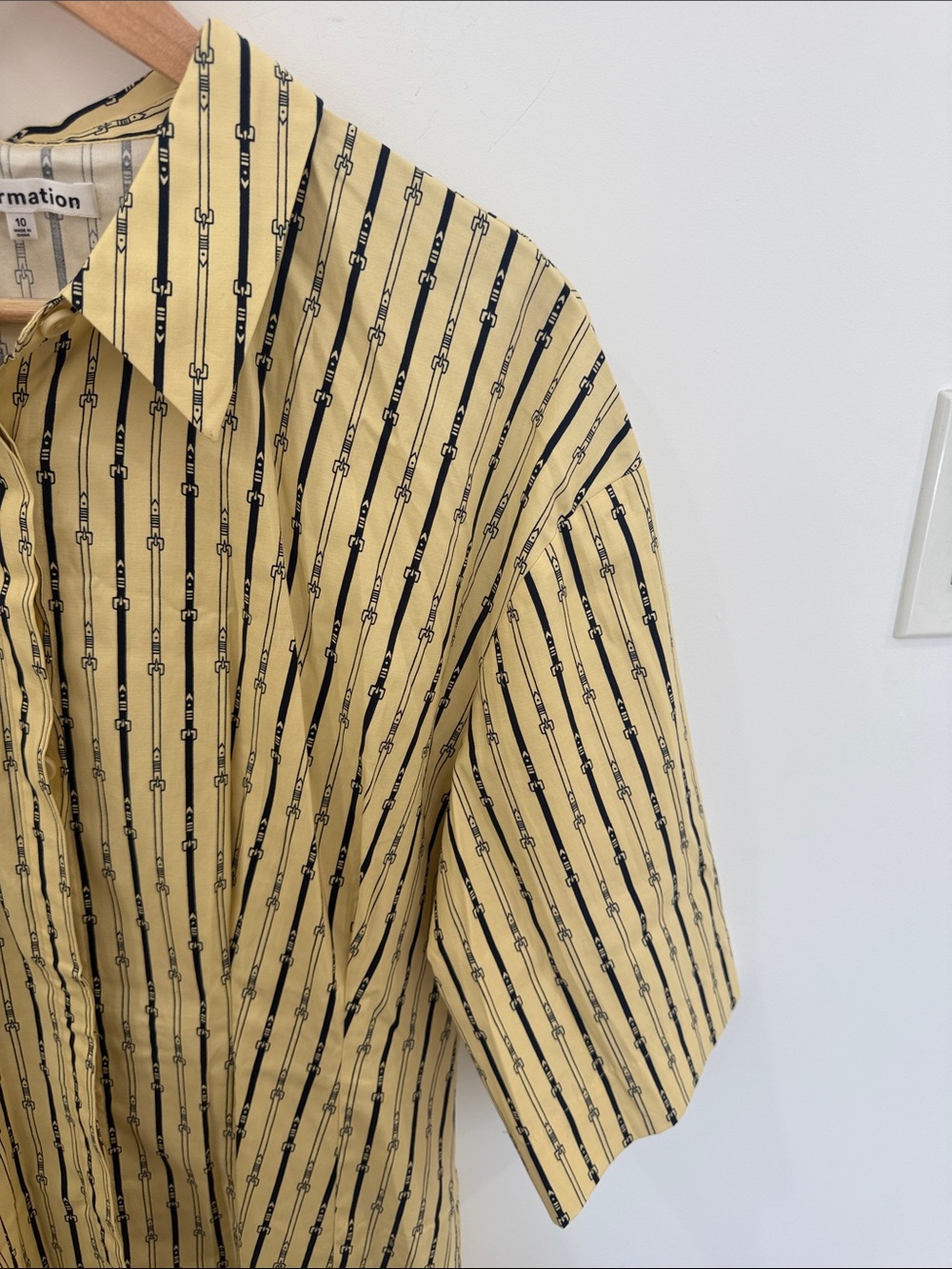 Reformation Yellow Button-Down Dress with Black Stripe Pattern - Picture 4 of 6